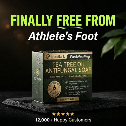 NAIA Ironbark Antifungal Soap Bar for Men showing the soap bar with packaging and branding.