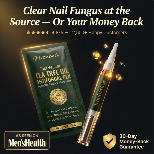 NAIA Ironbark Antifungal Pen shown with black ink tip, compact design, used for treating fungal infections on skin and nails.