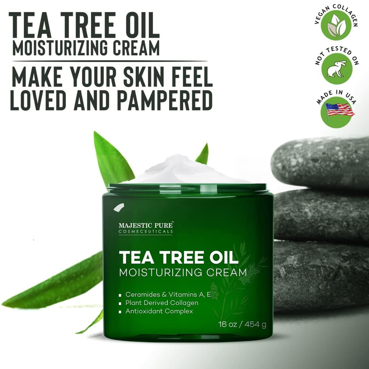 NAIA Tea Tree Daily Shield Cream jar showing the white and green packaging with the product label on a clean background