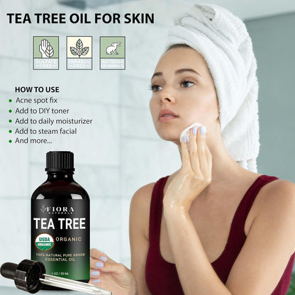 NAIA Tea Tree Root Out Drops in a small glass bottle with dropper, designed for scalp and hair root treatment.